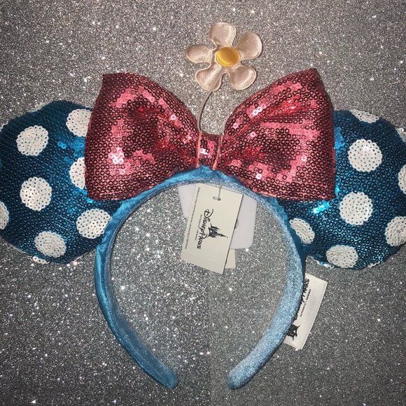 New Tokyo Disney Resort Minnie Mickey Mouse Bow Discolor Sequin Headband Ears